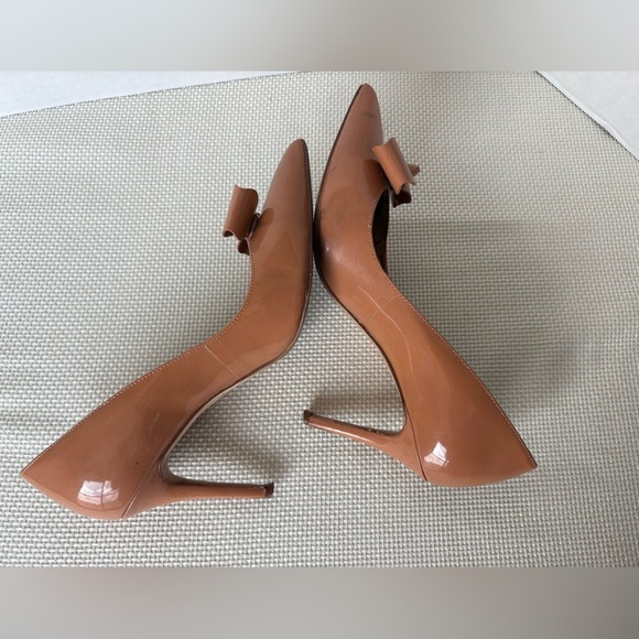 Ann Taylor Pink High Heel Pumps Patent Leather Bow Pointed Toe 7.5 - Picture 6 of 12